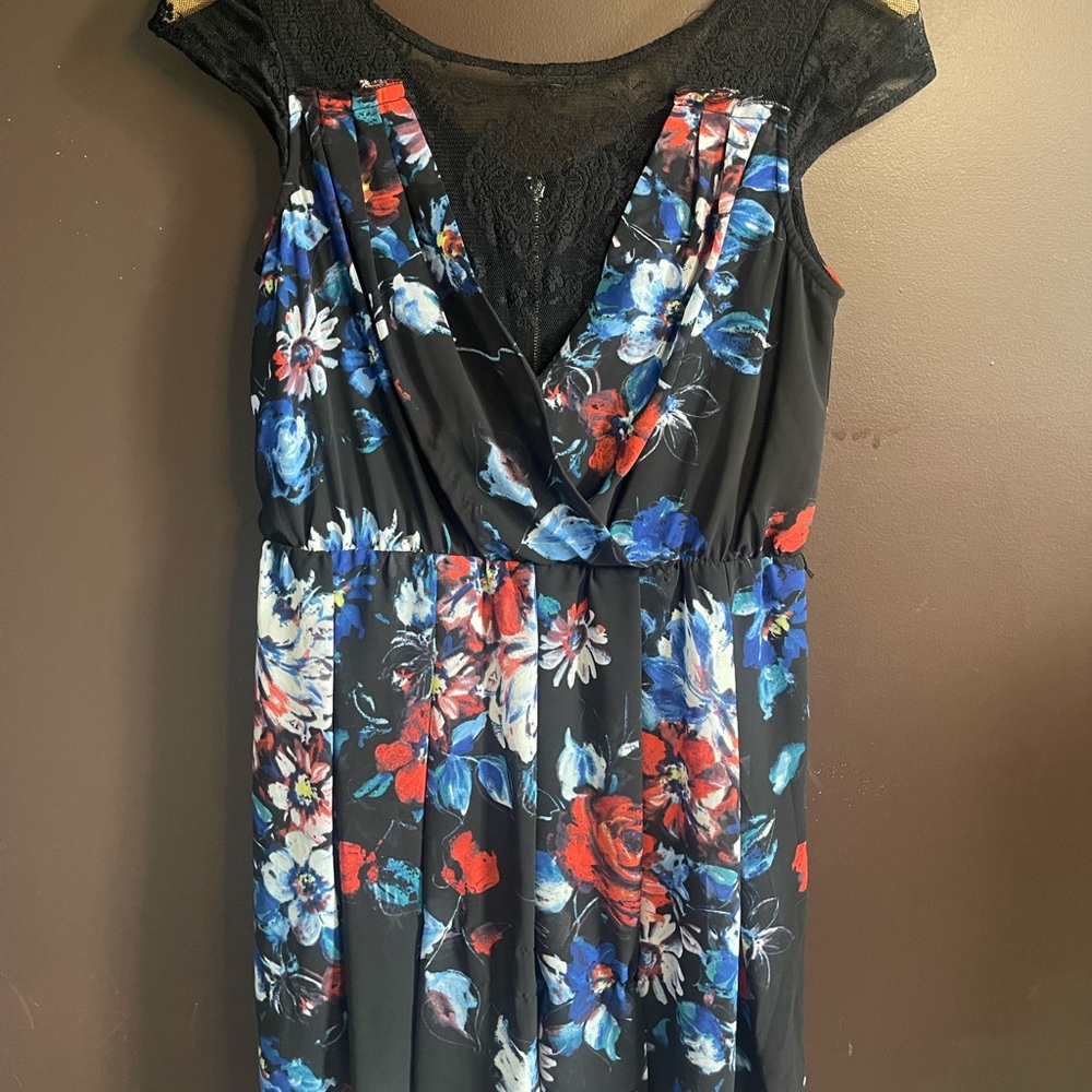 Betsey Johnson Black and Blue Midi Dress